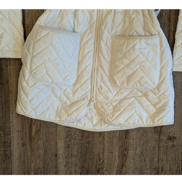 ATHLETA Mendocino Quilted Puffer Coat Magnolia White Midi Length Womens Medium M - Picture 7 of 10